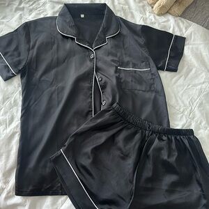 Black Pajama Set, Satin